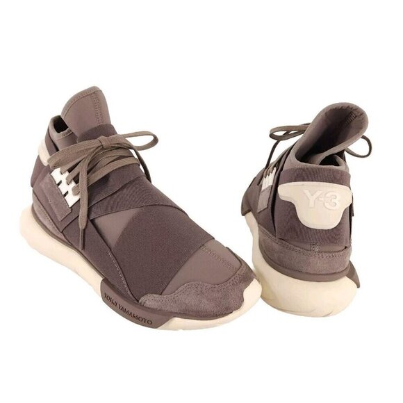 Y-3 Adidas Qasa High Sneaker 40 7 Mens Brown Cream Yohji Yamamoto New - Picture 2 of 11
